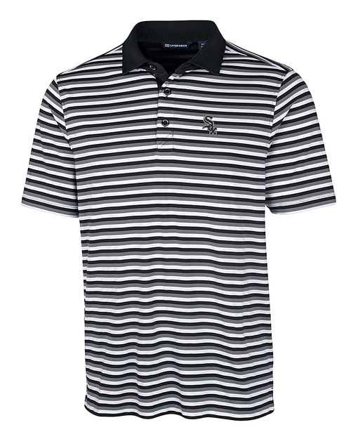 Chicago White Sox Cutter & Buck Mens Forge Polo Multi Stripe Black Mannequin