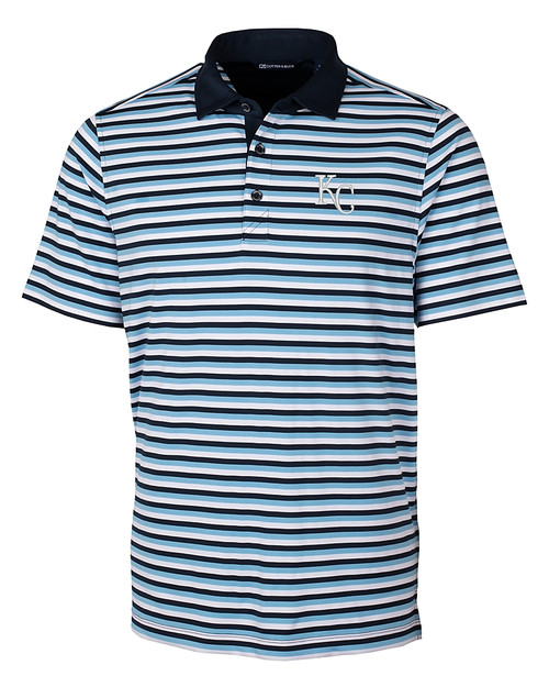Kansas City Royals Cutter & Buck Mens Forge Polo Multi Stripe Atlas Light Blue Mannequin