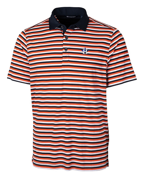 Houston Astros Cutter & Buck Mens Forge Polo Multi Stripe College Orange Mannequin