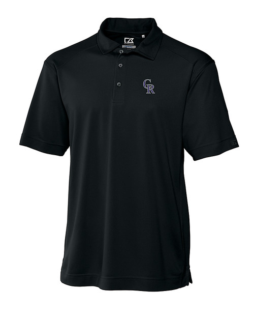 Colorado Rockies Cutter & Buck CB Drytec Genre Textured Solid Mens Big and Tall Polo Black Mannequin