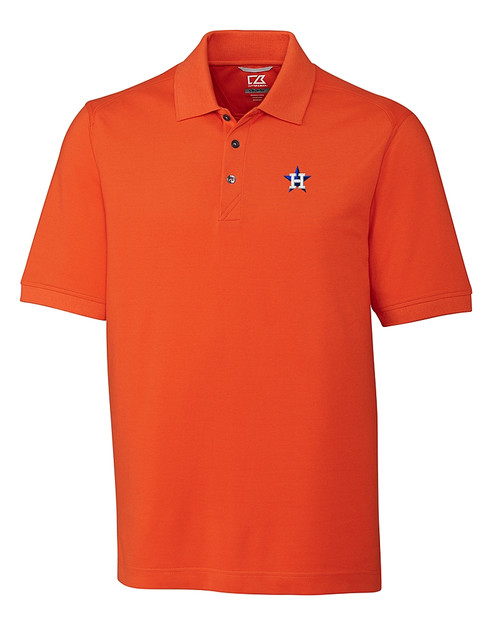 Houston Astros Cutter & Buck Advantage Eco Tri-Blend Pique Mens Big and Tall Polo College Orange Mannequin