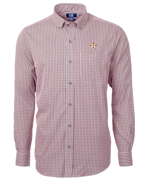 Houston Astros Cutter & Buck Versatech Multi Check Stretch Mens Big and Tall Long Sleeve Dress Shirt College Orange Mannequin