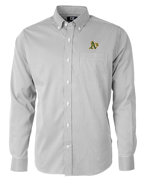 Athletics Cutter & Buck Versatech Pinstripe Stretch Mens Big and Tall Dress Shirt Black Mannequin