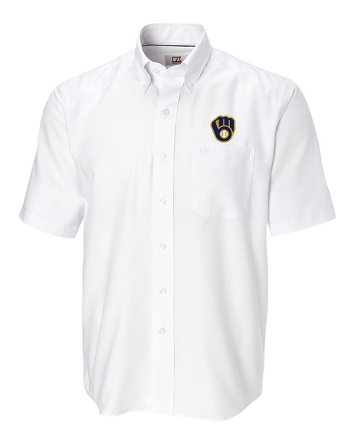 Milwaukee Brewers Big & Tall Short-Sleeve Epic Easy Care Nailshead Shirt WH_MANN_HG 1