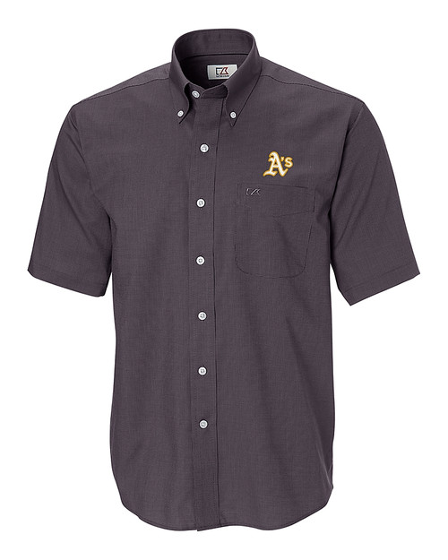 Athletics Cutter & Buck Epic Easy Care Nailshead Mens Big and Tall Short Sleeve Dress Shirt Black Mannequin