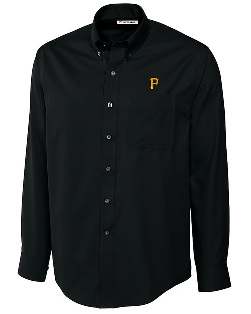 Pittsburgh Pirates Cutter & Buck Epic Easy Care Fine Twill Mens Big and Tall Dress Shirt Black Mannequin