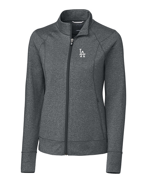 Los Angeles Dodgers Cutter & Buck Shoreline Heathered Womens Full Zip Jacket Charcoal Heather Mannequin