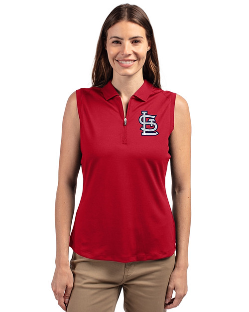 St. Louis Cardinals- Cutter & Buck Forge Stretch Womens Sleeveless Polo Cardinal Red Front