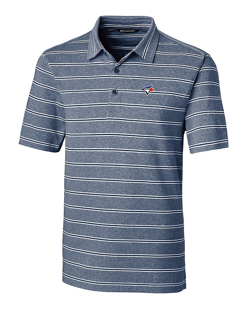 Toronto Blue Jays Cutter & Buck Forge Epic Confidence Recycled Heathered Stripe Stretch Mens Polo Indigo Mannequin
