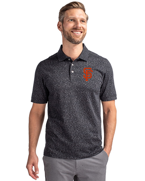 San Francisco Giants Cutter & Buck Advantage Tri-Blend Space Dye Mens Polo Dark Black Front