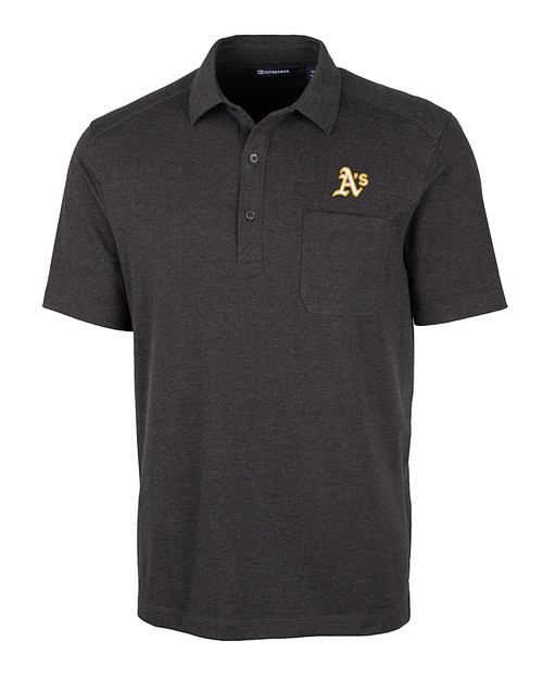 Athletics Cutter & Buck Advantage Tri-Blend Jersey Mens Pocket Polo Black Heather Mannequin
