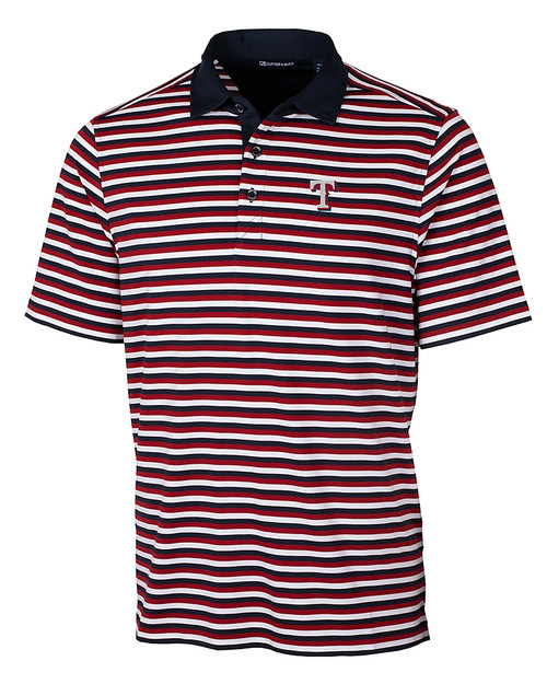 Texas Rangers Cutter & Buck Mens Forge Polo Multi Stripe Cardinal Red Mannequin