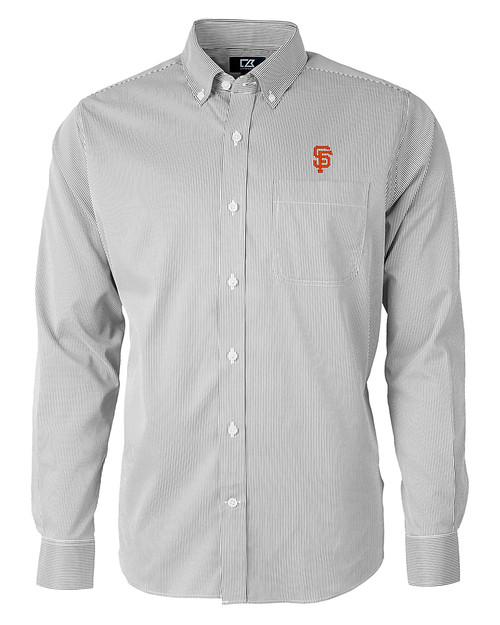 San Francisco Giants Cutter & Buck Versatech Pinstripe Stretch Mens Long Sleeve Dress Shirt Black Mannequin