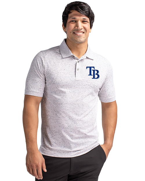 Tampa Bay Rays Cutter & Buck Advantage Tri-Blend Space Dye Mens Big and Tall Polo Elemental Grey Front