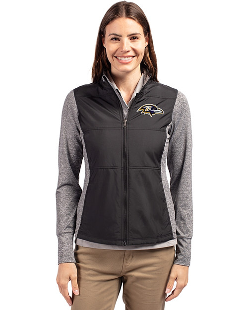 Baltimore Ravens Cutter & Buck Stealth Hybrid Quilted Womens Full Zip Windbreaker Jacket BL_PRO_HG 
