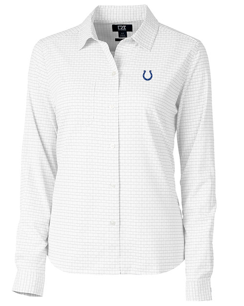 Indianapolis Colts Cutter & Buck Versatech Tattersall Stretch Womens Long Sleeve Dress Shirt Charcoal Mannequin