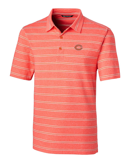 Chicago Bears - Cutter & Buck Forge Epic Confidence Recycled Heathered Stripe Stretch Mens Polo College Orange Mannequin