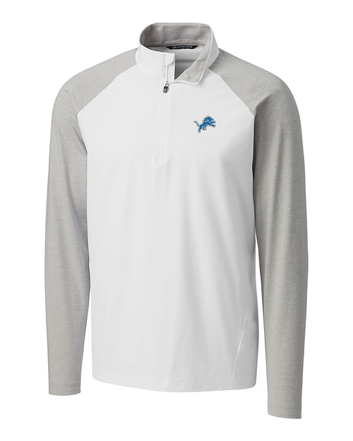 Detroit Lions Cutter & Buck Response Lightweight Hybrid Quarter Zip Mens Pullover Windbreaker White Mannequin