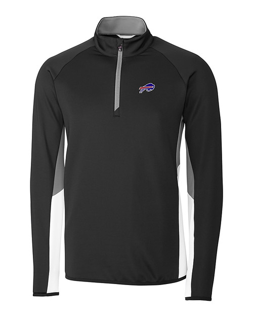 Buffalo Bills Cutter & Buck Traverse Colorblock Stretch Quarter Zip Mens Pullover Black Mannequin
