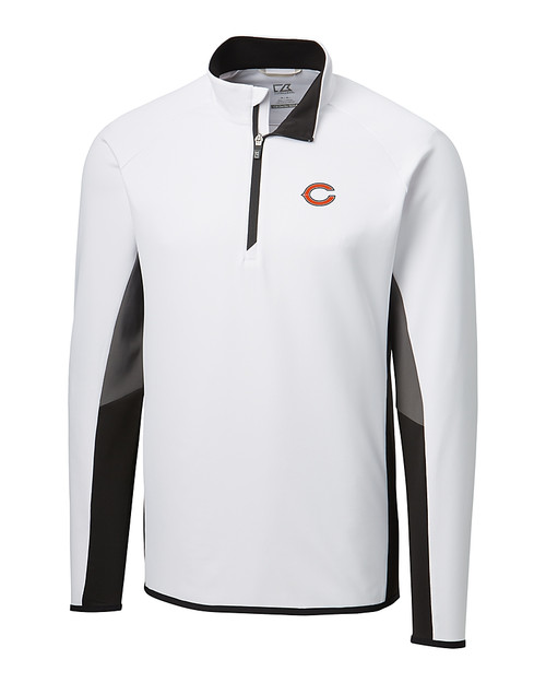 Chicago Bears - Cutter & Buck Traverse Colorblock Stretch Quarter Zip Mens Pullover White Mannequin