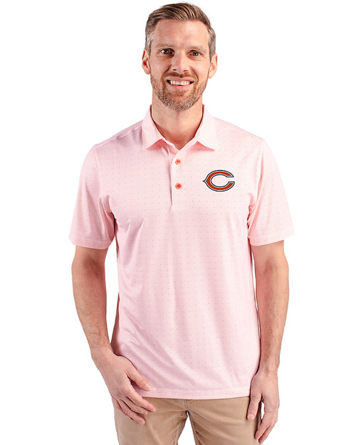 Chicago Bears - Cutter & Buck Pike Double Dot Print Stretch Mens Polo College Orange Front