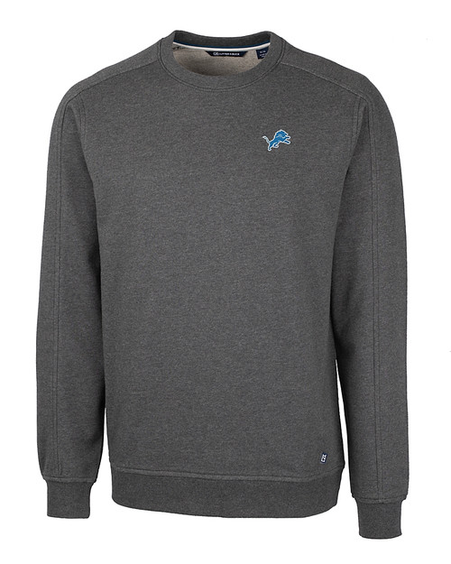 Detroit Lions Cutter & Buck Saturday Cotton Blend Mens Crew Neck Sweatshirt Charcoal Heather Mannequin