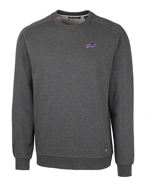 Buffalo Bills Cutter & Buck Saturday Cotton Blend Mens Crew Neck Sweatshirt Charcoal Heather Mannequin
