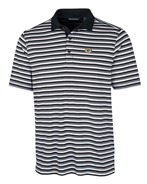 Green Bay Packers Cutter & Buck Mens Forge Polo Multi Stripe Black Mannequin