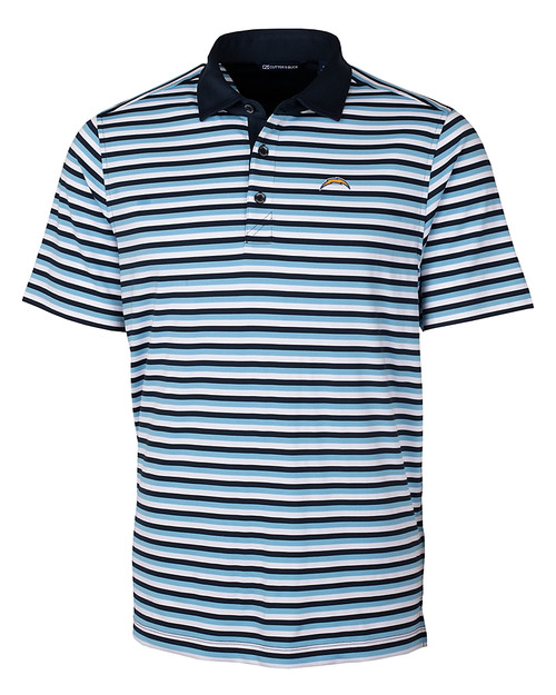 Los Angeles Chargers Cutter & Buck Mens Forge Polo Multi Stripe Atlas Light Blue Mannequin