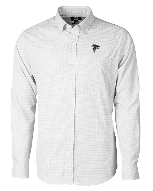 Atlanta Falcons Cutter & Buck Versatech Tattersall Stretch Mens Long Sleeve Dress Shirt Charcoal Mannequin