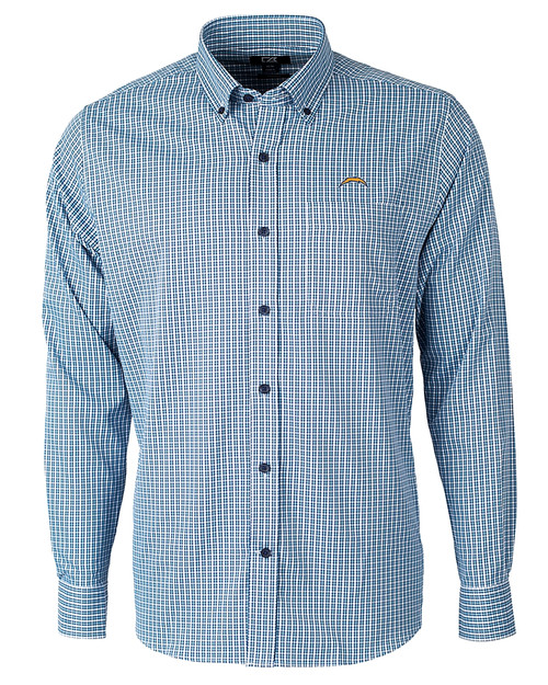 Los Angeles Chargers Cutter & Buck Versatech Multi Check Stretch Mens Long Sleeve Dress Shirt Atlas Light Blue Mannequin