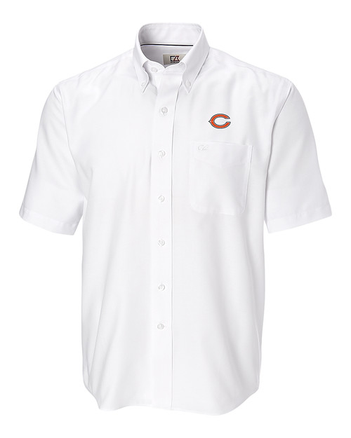 Chicago Bears - Cutter & Buck Epic Easy Care Nailshead Mens Short Sleeve Dress Shirt White Mannequin