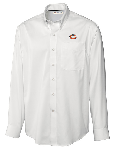Chicago Bears - Cutter & Buck Epic Easy Care Fine Twill Mens Long Sleeve Dress Shirt White Mannequin