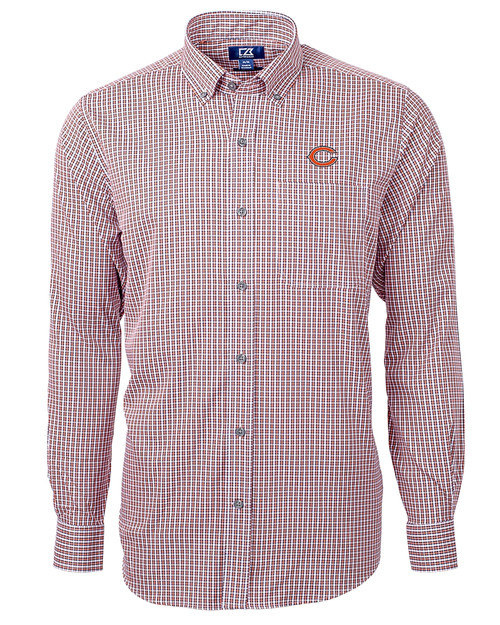 Chicago Bears - Cutter & Buck Versatech Multi Check Stretch Mens Big and Tall Long Sleeve Dress Shirt College Orange Mannequin