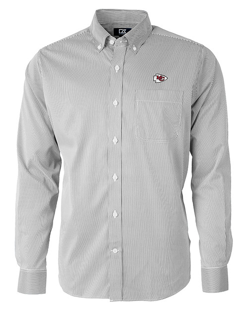 Kansas City Chiefs Cutter & Buck Versatech Pinstripe Stretch Mens Big and Tall Dress Shirt Black Mannequin