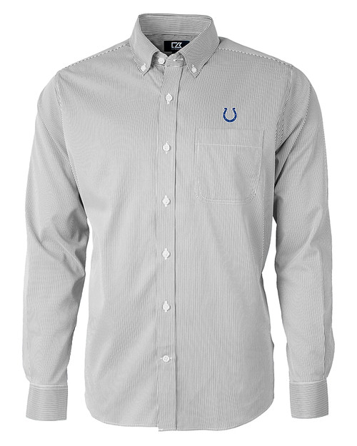 Indianapolis Colts Cutter & Buck Versatech Pinstripe Stretch Mens Big and Tall Dress Shirt Black Mannequin