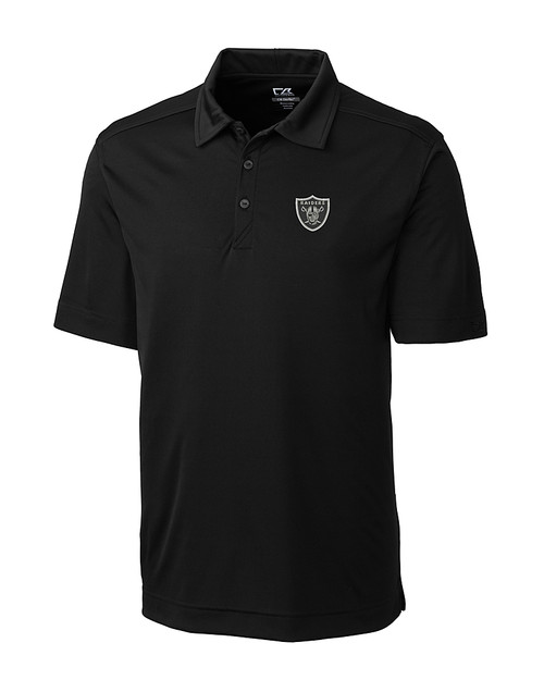 Las Vegas Raiders Cutter & Buck Northgate CB DryTec Short Sleeve Big & Tall Polo Black Mannequin