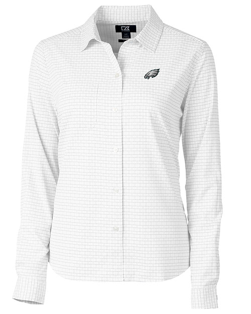 Philadelphia Eagles Cutter & Buck Versatech Tattersall Stretch Womens Long Sleeve Dress Shirt Charcoal Mannequin