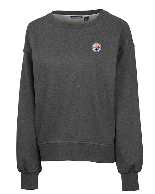Pittsburgh Steelers Cutter & Buck Saturday Cotton Blend Womens Crew Neck Sweatshirt CCH_MANN_HG 