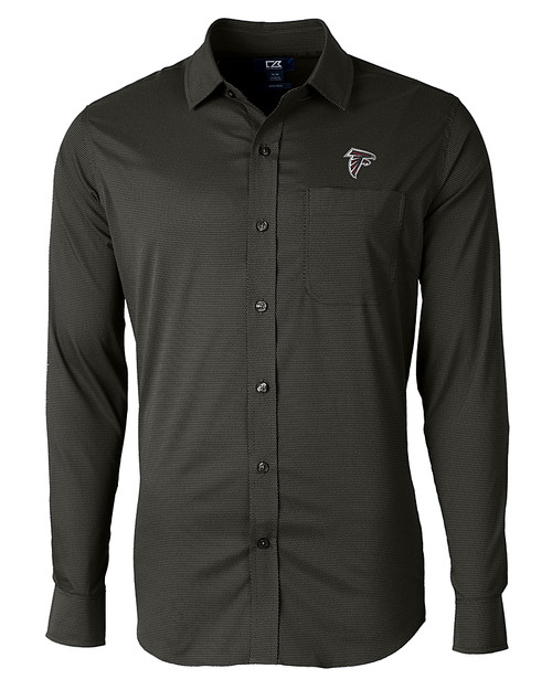 Atlanta Falcons Cutter & Buck Versatech Geo Dobby Stretch Mens Big and Tall Long Sleeve Dress Shirt Black Mannequin