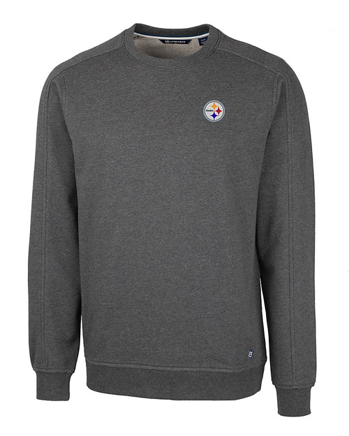 Pittsburgh Steelers Cutter & Buck Saturday Cotton Blend Mens Crew Neck Sweatshirt Charcoal Heather Mannequin