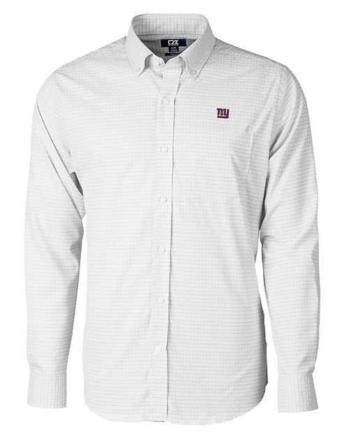 New York Giants Cutter & Buck Versatech Tattersall Stretch Mens Big and Tall Dress Shirt Charcoal Mannequin