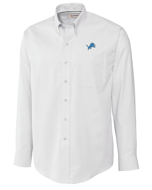 Detroit Lions Cutter & Buck Epic Easy Care Nailshead Mens Big and Tall Long Sleeve Dress Shirt White Mannequin