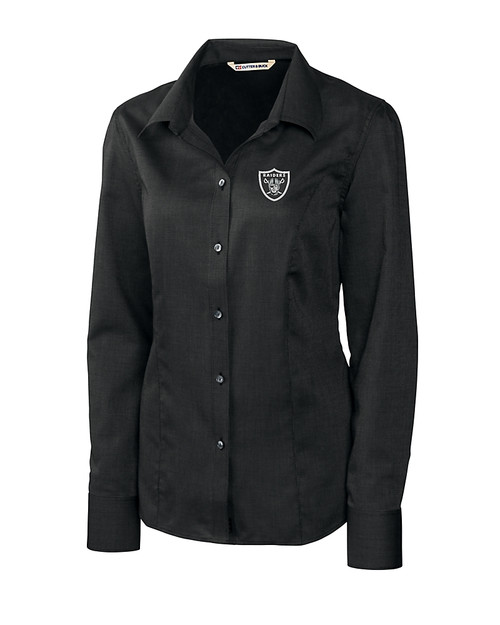 Las Vegas Raiders Cutter & Buck Epic Easy Care Nailshead Womens Long Sleeve Dress Shirt BL_MANN_HG 