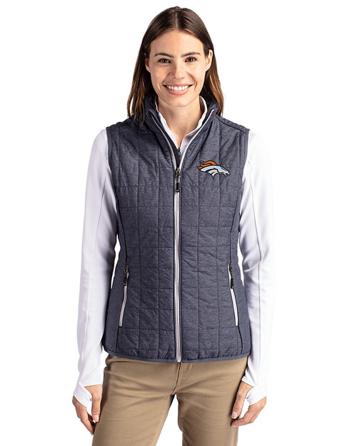 Denver Broncos Cutter & Buck Rainier PrimaLoft® Womens Eco Insulated Full Zip Puffer Vest Anthracite Melange Front