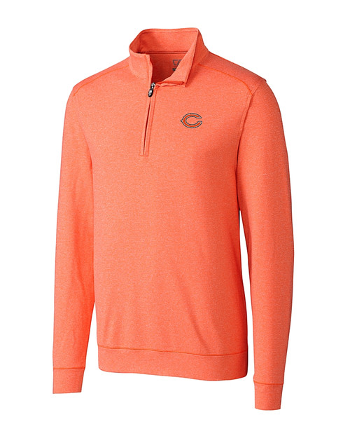 Chicago Bears - Cutter & Buck Shoreline Heathered Quarter Zip Mens Pullover College Orange Heather Mannequin