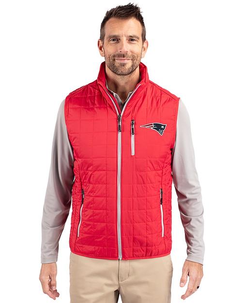 New England Patriots Cutter & Buck Rainier PrimaLoft® Mens Big and Tall Eco Insulated Full Zip Puffer Vest RD_PRO_HG 