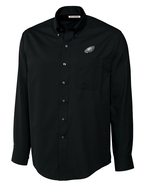 Philadelphia Eagles Cutter & Buck Epic Easy Care Fine Twill Mens Big and Tall Dress Shirt Black Mannequin