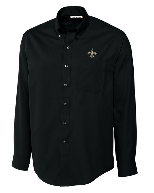 New Orleans Saints Cutter & Buck Epic Easy Care Fine Twill Mens Big and Tall Dress Shirt Black Mannequin