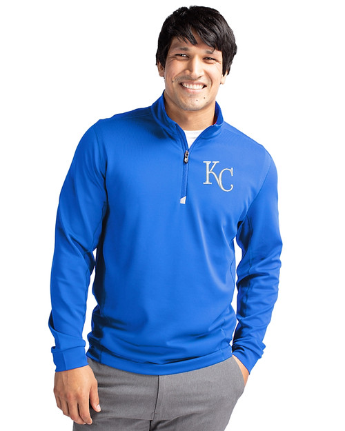 Kansas City Royals Cutter & Buck Traverse Stretch Eco Quarter Zip Mens Big and Tall Pullover Digital Front